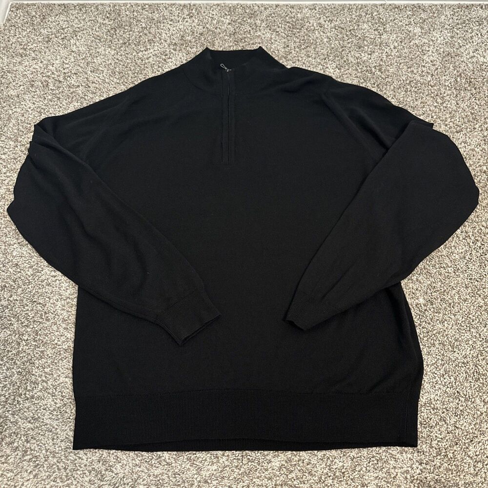 John Smedley England 100% Wool Black Quarter Zip Sweater Men’s Size XL